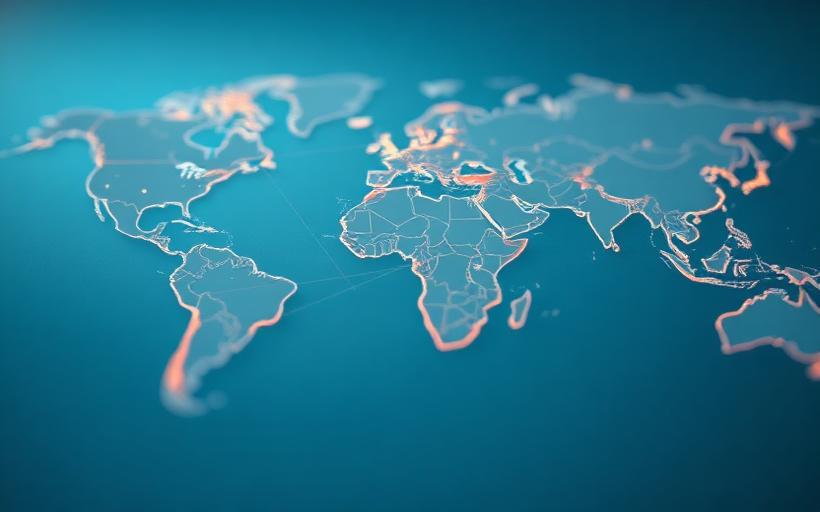 Abstract world map with subtle connection lines